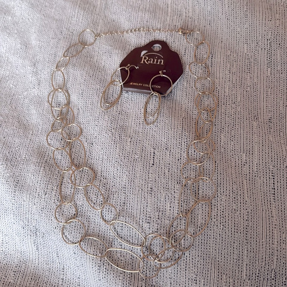 Rain Gold-tone Necklace and Earring set